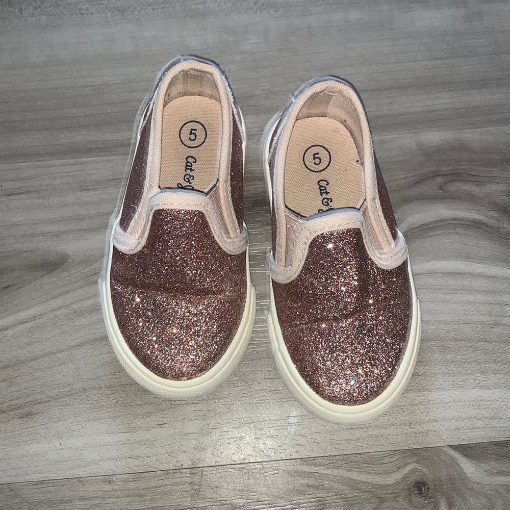 Cat and Jack Slip-on Pink Glitter Shoes 5